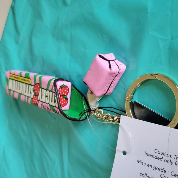 Kate Spade Strawberry Chewing Gum Key Holder in Pink and Green - Picture 4 of 7